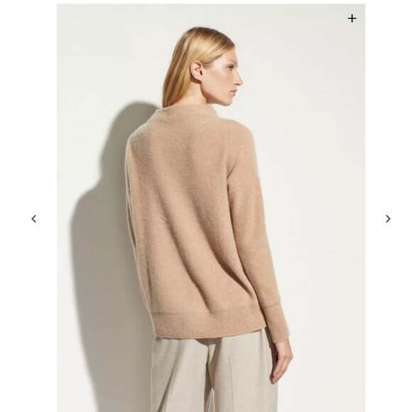 New Vince Boiled Cashmere Funnel Neck Pullover in Carmel - Picture 4 of 7